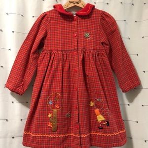Le Top autumn fall plaid flannel Peter Pan long sleeve squirrel leaf dress 5
